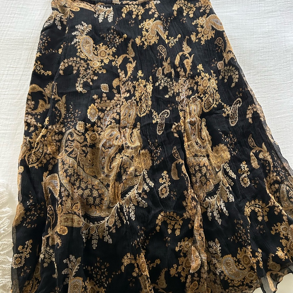 Coldwater Creek Black and Gold A-Line Skirt